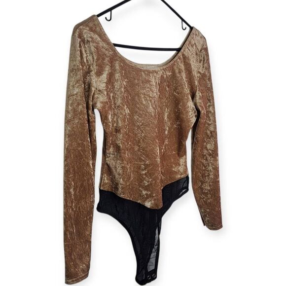 Necessary Objects Women's Vintage 90s Velvet and Mesh Bodysuit size Small - Picture 2 of 6